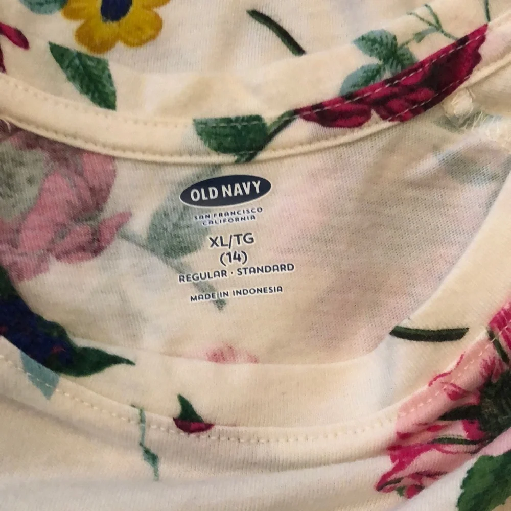 NWOT Old Navy Floral Peplum Cream Top XL 14
